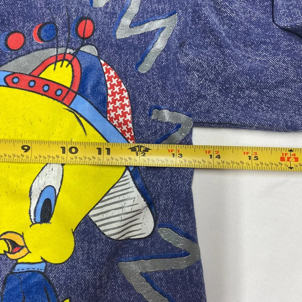 Vintage 1996 Looney Tunes Tweety Bird Who Me Pajama Set Blue Kids 4T USA Made